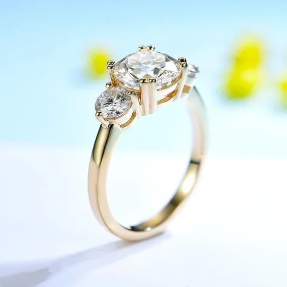 Certified 2.8 ct. t.w. Moissanite Diamond Three Stone Engagement Ring NEW - Picture 4 of 9